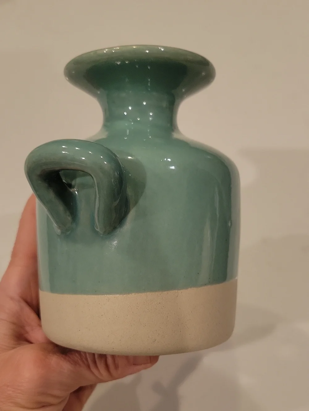 Retired Anthropologie Teal Mint Pottery Vase